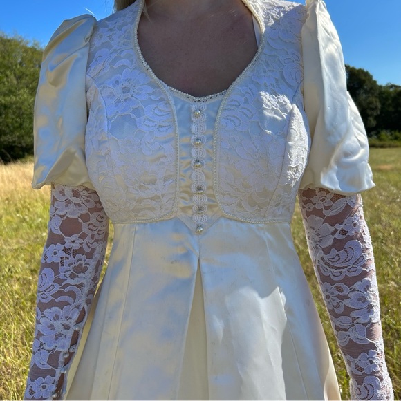 Vintage 70s Gunne Sax Romantic Renaissance Bridal Collection Wedding Dress Sz 9 - Picture 3 of 15